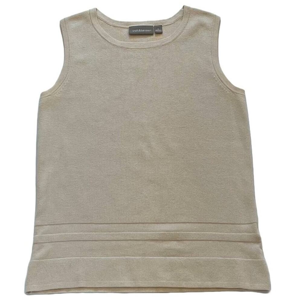 Croft & Barrow Cotton Blend Tan Sleeveless Tank Top, Minimalist S